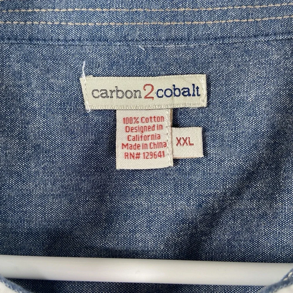 Carbon 2 Cobalt Shirt Mens XXL Button Up White Oxford Long Sleeve Cotton 2XL
